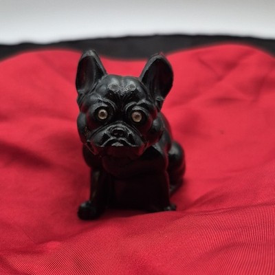 Black French Bulldog Dog Glass Figurine Sculpture Decor Animal Breed Gift