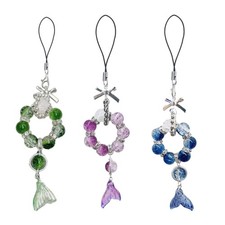 Fashionable Handbag Charm Bowknot and Fish Tail Phone Tassels Colorful Keychain