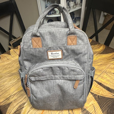 Ruvalino Gray Solid Diaper Bag Backpack w/ Changing Pad, Pockets, Strap