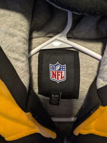 Pittsburgh Steelers NFL Hooded Fleece Jacket XL Full Zip Big Logo Back image 3
