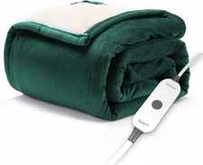 Sunbeam Electric Throw Royal Mink Sherpa Heated Blanket, 4 Heat Settings, 4-Hour