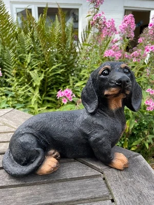 BTOH Black Dachshund Dog Sculpture Sausage Dog Home Ornament Statues Christmas gift