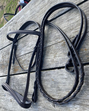 Equiroyal Dark brown raised leather English bridle full horse size