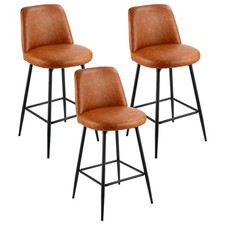 Bar Stool Set of 3, 27 inch Counter Height Swivel Stools, Modern PU Leathe