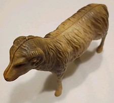 Antique Sheep Celluloid 1930s 4.5" Long Horns On Head Gray Off White Nativity