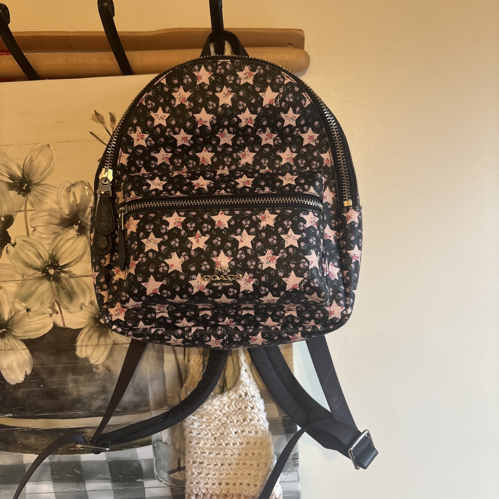 coach mini backpack w/ adjustable straps pink sta… - image 1