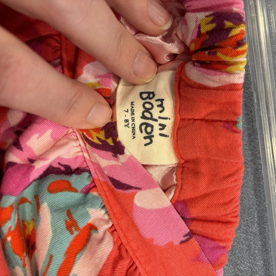 迷你紧身女孩 7 - 8 裙粉色花卉粉红色衬里粘纤春季复活节 — 第 3/4 张图片