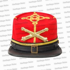 US Civil War Men's Wool Kepi Red With Black Artillery Metal Badge All Sizes