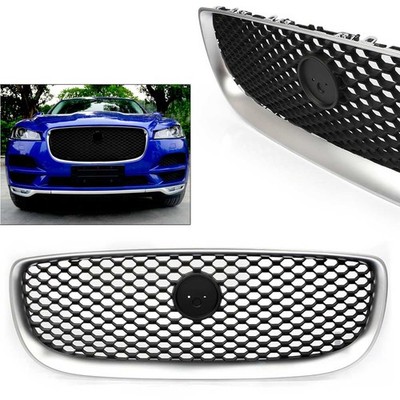 Front Bumper Center Upper Grille Chrome&Black For Jaguar XE 2015-2018