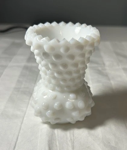 Vintage Fenton White Milk Glass Hobnail Toothpick Holder 2.5"