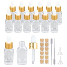 HLYHTGZ 12PCS 0.5oz clear Square Essential Oil Dropper Bottles, 15ml Square G...