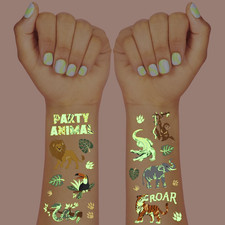 Jungle Animal Glow in Dark Temporary Tattoos for Kids - 48 Pcs