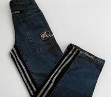 Vintage PACO Embroidered Wide-Leg Jeans Dark Wash Waist Size 12 Skater Jeans