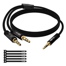 Kxable 1/8 Inch TRS Stereo Y Splitter Cable 4FT, 3.5mm Male to 2-Male Y-Split...