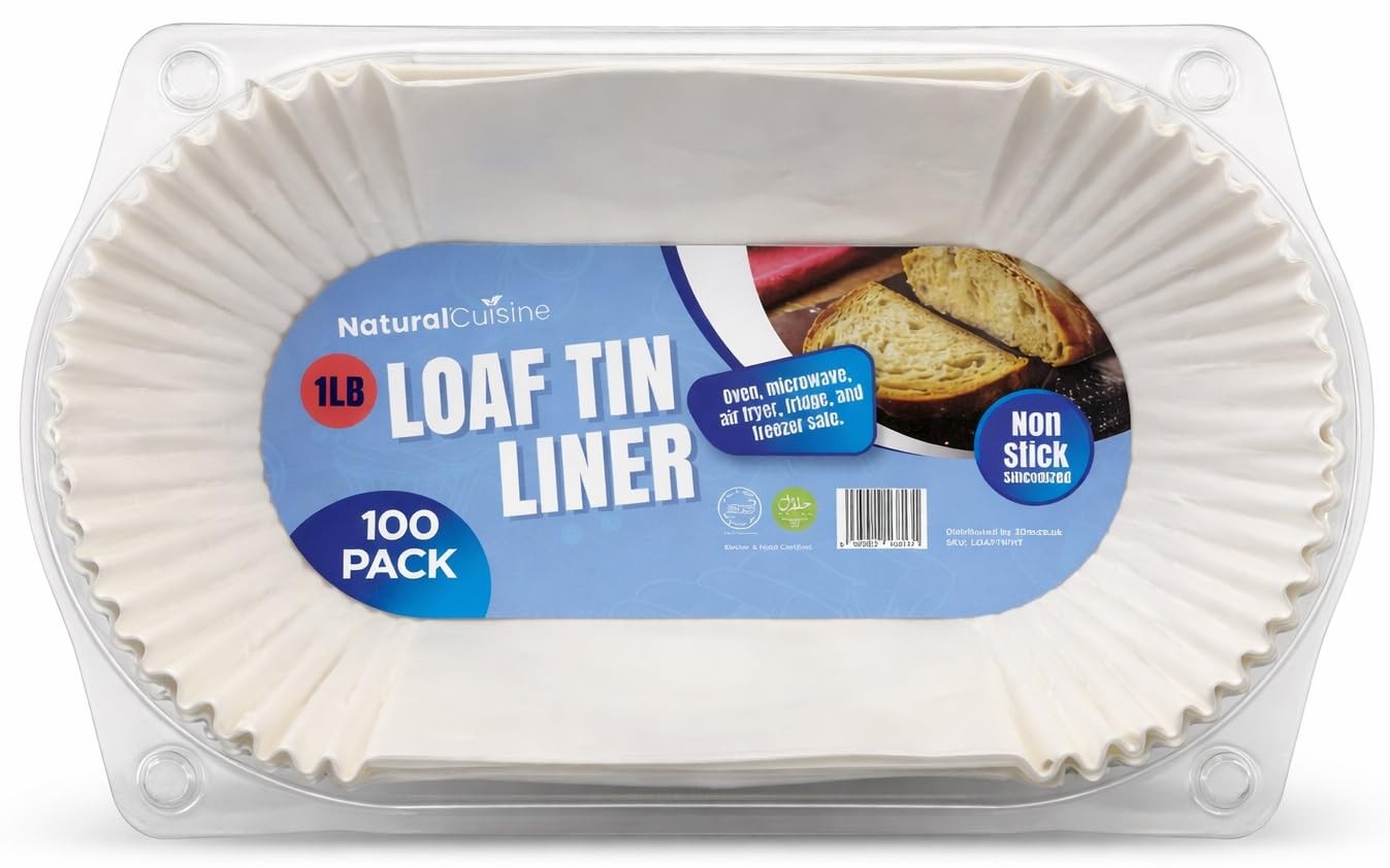 1lb Loaf Tin Liners – Pack of 100 – Non-Stick Siliconised Loaf, White