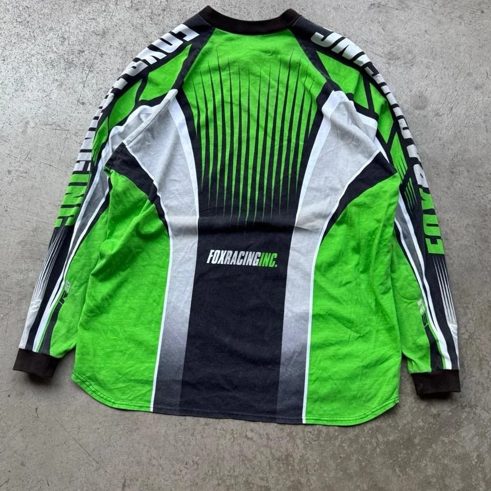 Camiseta deportiva de manga larga Fox Racing 1999 vintage de algodón verde y blanca para motocicletas Foto 2 de 4