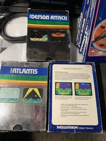 INTELLIVISION LOT OF 10 GAMES/7 BOXED DEMON ATTACK/ATLANTIS/STAR STRIKE++3-CARTS