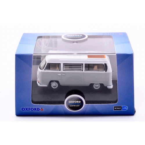 VW BAY WINDOW CAMPER SILVER/GREY 1:76 Oxford Auto Stradali Modellino Nuovo - Immagine 2 di 2