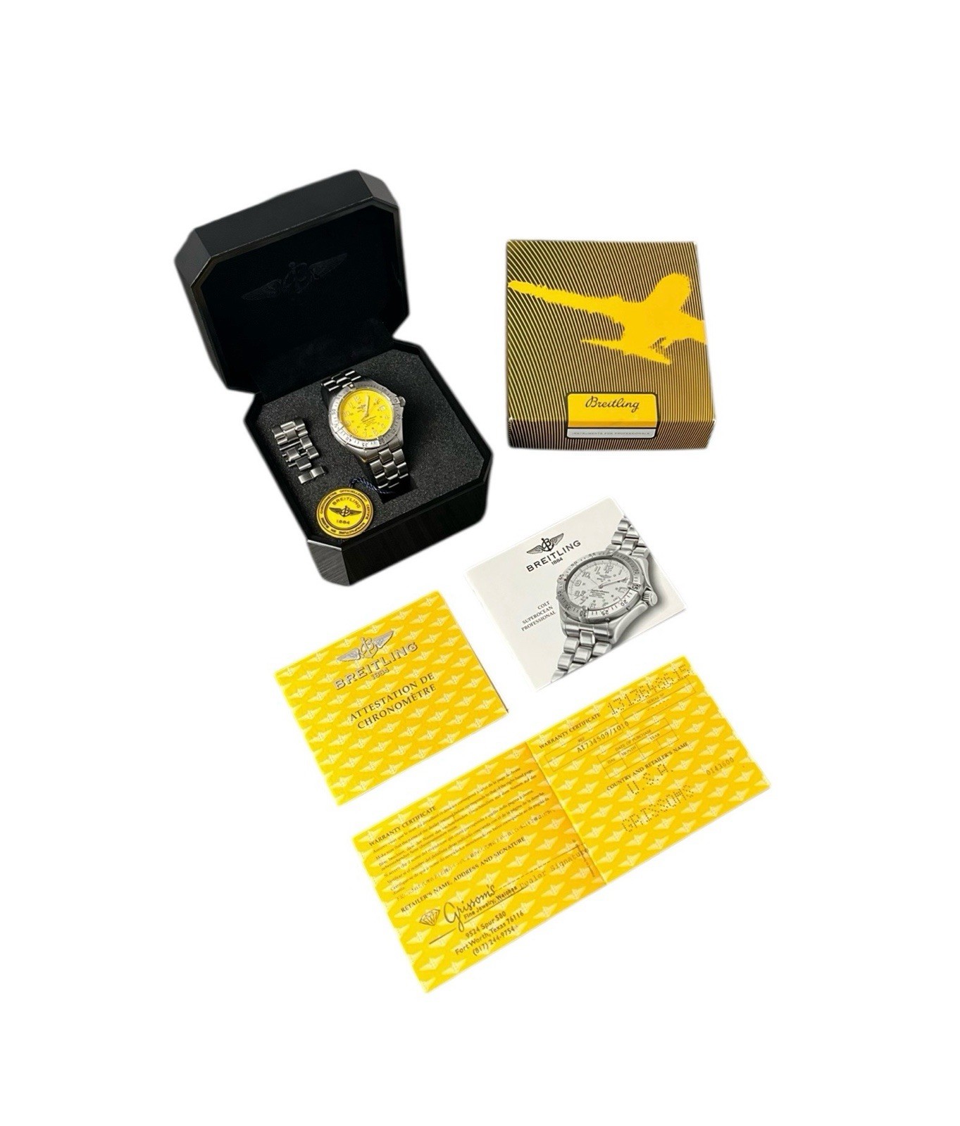 Breitling Superocean Stainless Steel Yellow Dial 41mm Automatic Mens A17345