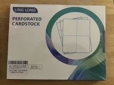 LING LONG Blank Printable 4 per Sheet Perforated Card Stock Paper 8.5" x 11" NEW