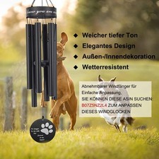 Pet Memorial Wind Chime 30 Inch Paw Print Remembrance Gift for Dog Cat Metal