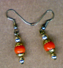 Orange Beads Dangle Earrings