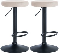2Er Set Barhocker Ponte Samt Schwarz Creme