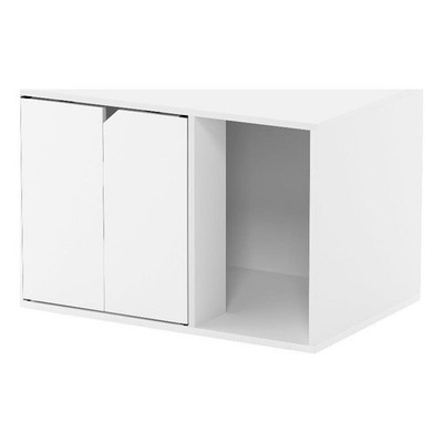 Pemberly Row Contemporary Small Litter Box Enclosure in Solid White