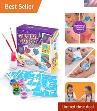 Whimsical Glitter Tattoo Set - 33 Multicolor Pieces for Kids' Parties  Gifts