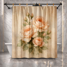 Elegant Pink Roses Floral Shower Curtain 72x72 Polyester Bathroom Decor