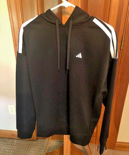 Light-Weight Adidas Three Stripe Pullover Hoodie Black Size M/New w/Tags