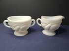 Vintage Westmoreland Milk Glass Della Robbia Footed Creamer Open Sugar VTG — photo 7