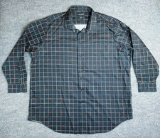 Paul Frederick Non-Iron 2 Ply Cotton Black Plaid Mens Long Sleeve Shirt 19 X 35