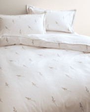 Marks & Spencer Double Pure Cotton Embroidered Bedding Set White Sprig M&S