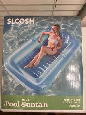 Sloosh Inflatable Tanning Pool Lounge Float, 70 x 46 Blue Pool Suntan Brand New