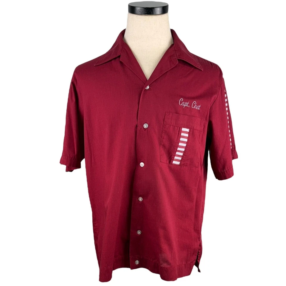 Capt. vintage Camisa de trabajo bordada Chet P.O. McIntire Tool Co Bowling XL AÑOS 70 Foto 3 de 4