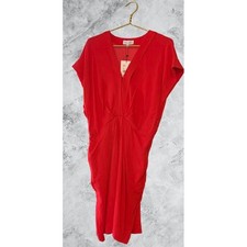 Gibson Latimer Red V-Neck Draped Sheath Dress OG3640VSO Womens Large NWT