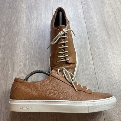Oliver Sweeney Pebbled Leather Sneakers Shoes Men s 10.5 Hand Crafted In Italy