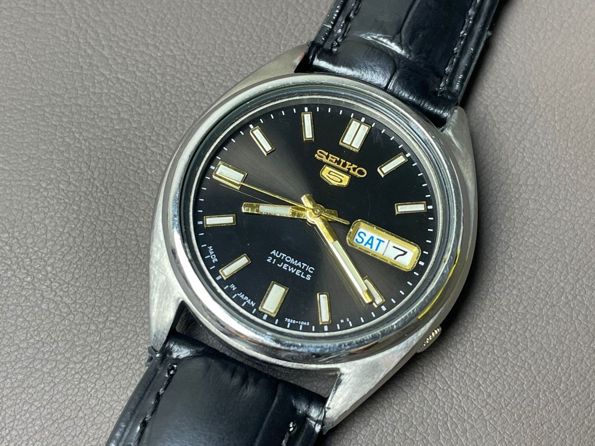 Seiko 5 Automatic 7S26 Black Dial 37mm Men's Watch | eBay