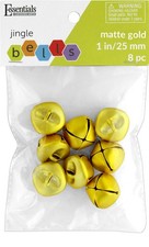Essentials By Leisure Arts Jingle Bells 25mm Matte Gold 8pc - 1in Craft Bells