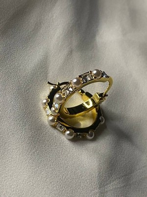 Vintage Miu Miu Gold Sparkling Pearl Hoop Earrings 3cm