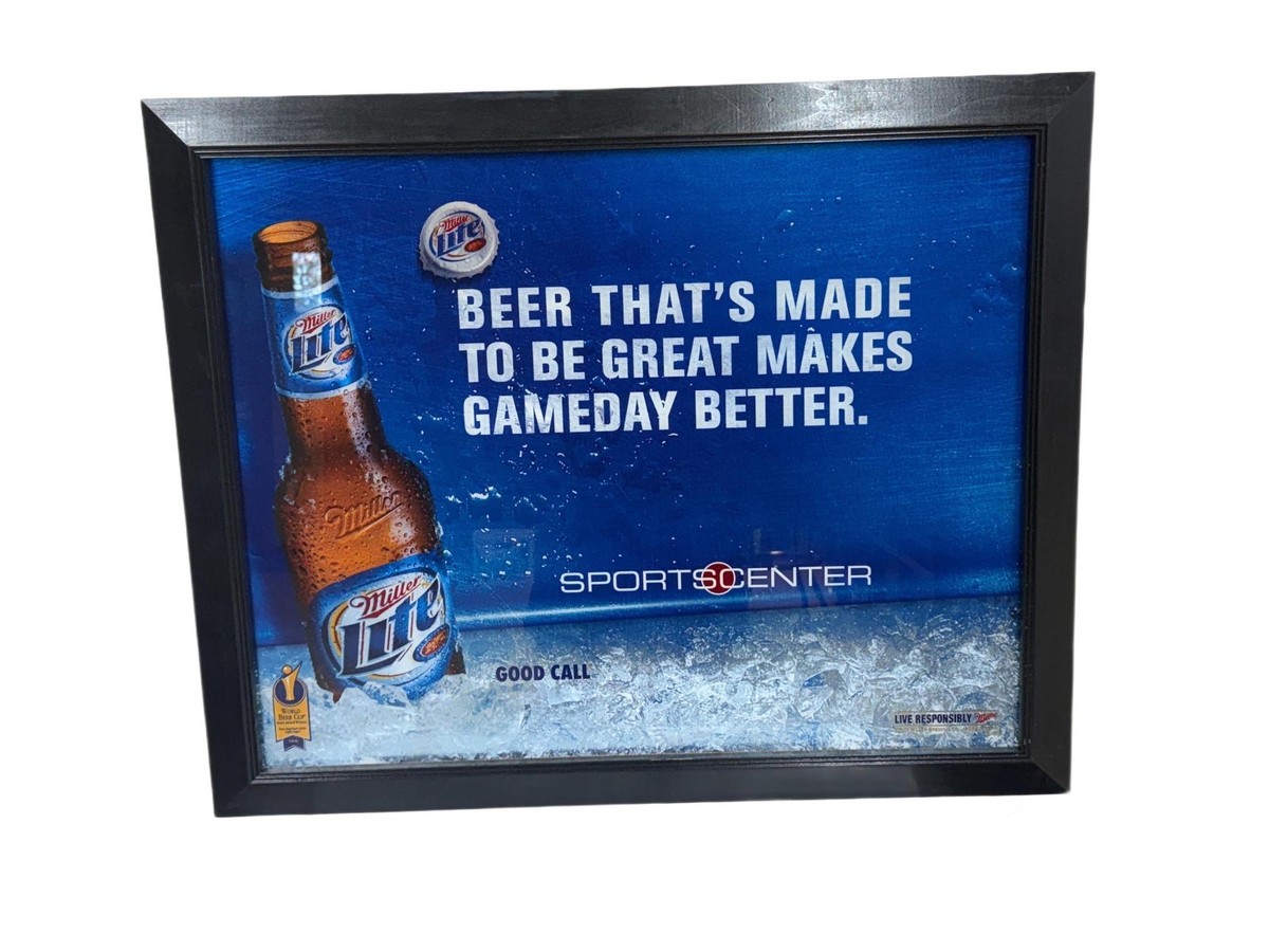 Miller Lite Beer 2007 Sports Center Bar Sign Large Reflective