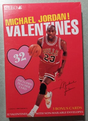 Vintage MICHAEL JORDAN VALENTINES BOX OF 32 CARDS w/3 Bonus Cards