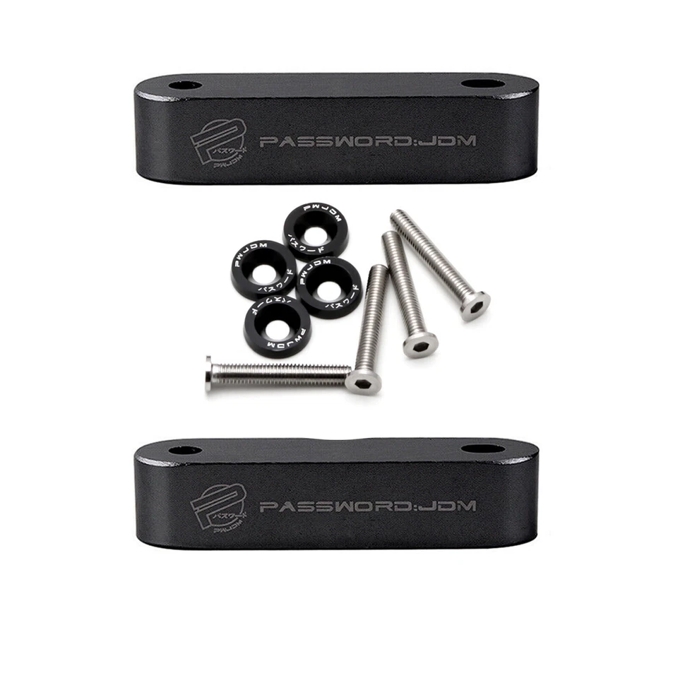 Black JDM Aluminum Billet Hood Vent Spacer Riser Kit For Honda Civic Acura - Изображение 3 из 4