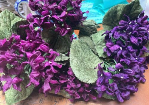 vintage mini lilacs cotton flowers stems 1pc made in Japan purple