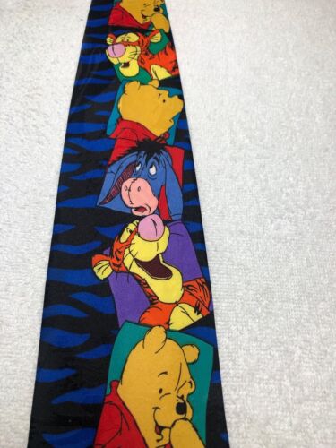DISNEY POOH MENS TIE BLACK AND BLUE WITH POOH TIGGER 4 X 56 - Picture 3 of 4