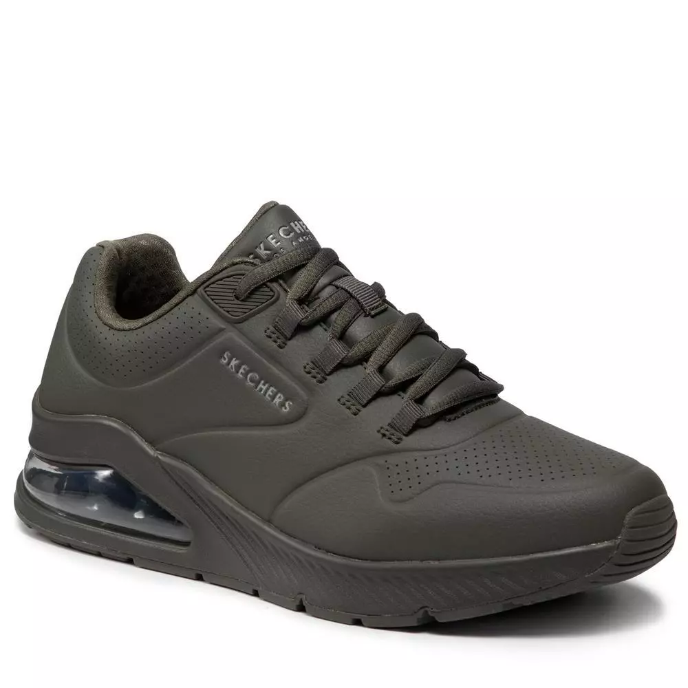 Skechers Mens Trainer Shoes Memory Foam Uno 2 Olive Green