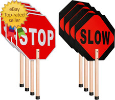 4 Pcs Stop Slow Sign Traffic Double Sided Slow Warning Reflective 13X13 Octagon