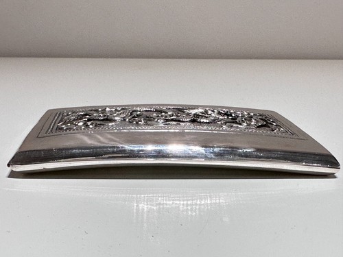 VINTAGE CHINA HAND MADE SILVER PLATED CIGARETTES CASE BOX WITH SILVER DRAGON - Picture 10 of 18