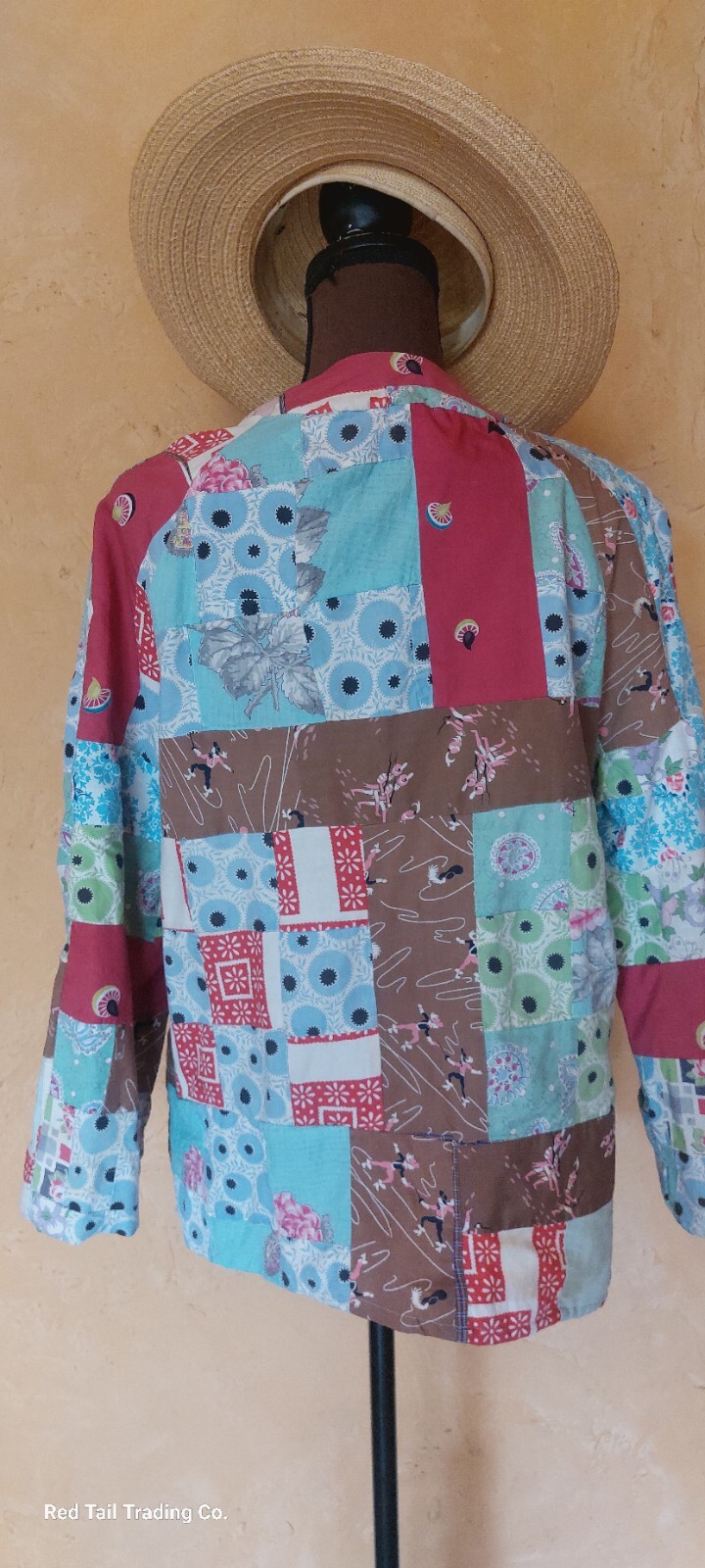 1940s Crazy Quilt Smock Jacket Made From Feedsack… - image 2